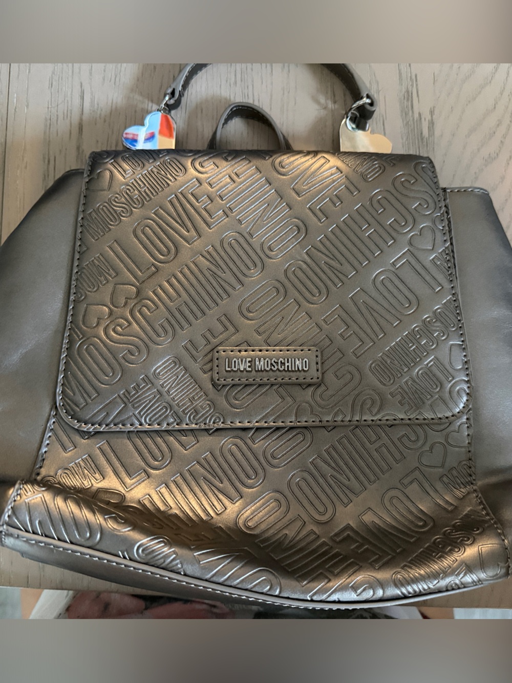 Love Moschino Black Embossed Logo Backpack
